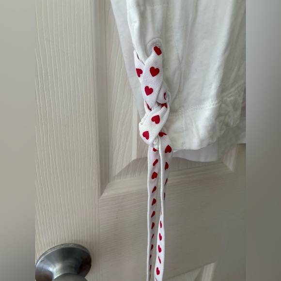 Adidas hearts embroidered t-shirt cuff sleeve cinch side size XL - Picture 3 of 10